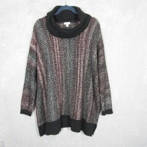 Pure Jill Women's Sweater Small Tunic Cowl Neck Striped Knit Pullover